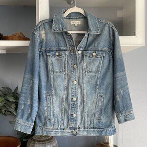 Madewell Jacket Womens S Oversized Denim Jean Long Sleeve Distressed